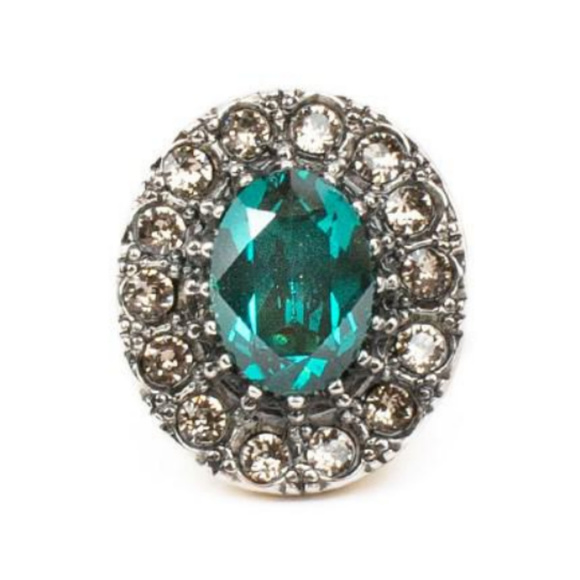 Alexander McQueen Gold and Green Statement Ring - Picture 5 of 8